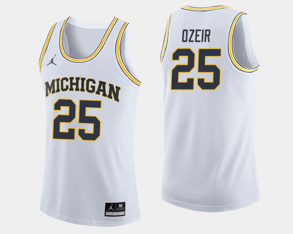Michigan #25 For Men's Naji Ozeir Jersey White College College Basketball
